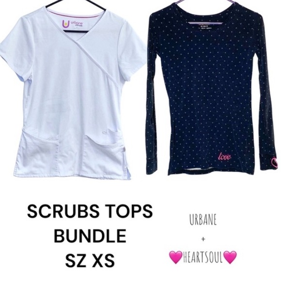 Urbane Scrub Top and Heart + Soul T Shirt White Black XS - Picture 1 of 16